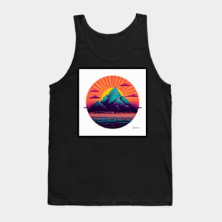 Retro Sunset Rays Wavy Shirt Tank Top